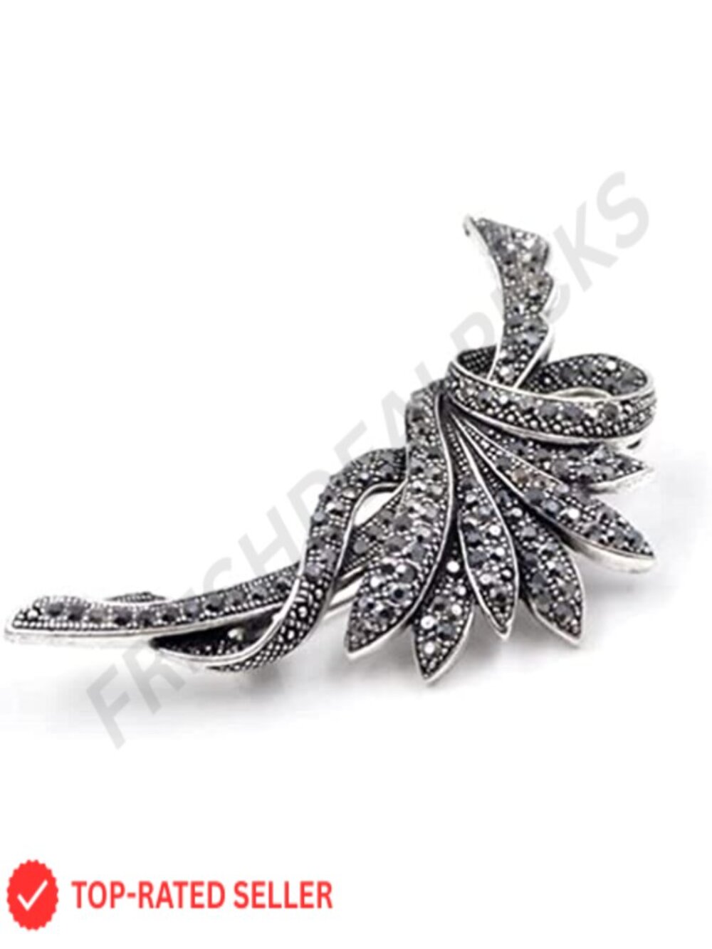 Rhinestone Black Flower Brooch Pin Vintage Party Wedding Large Brooch Gift